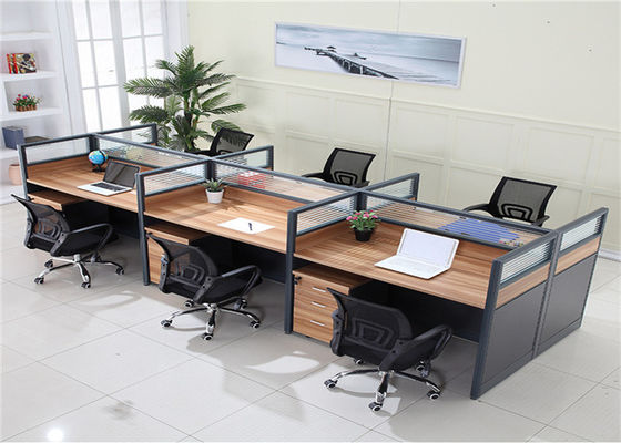 صندلی اداری مشبک پنل مشکی نوع MFC با میز چرخدار دفتر کار 4 ایستگاه کاری دفتر